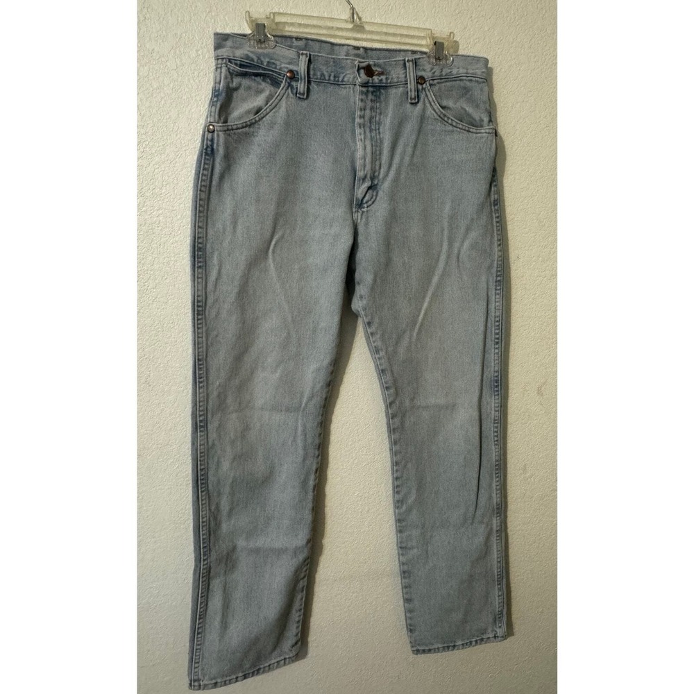 Wrangler Mens Light Wash Straight Leg Denim Jeans Size 32 x 32